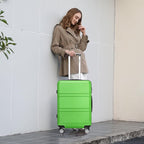 Kono 4 Piece Luggage Sets Expandable(only 28") Lightweight with Spinner Wheels TSA Lock Hardside Travel Rolling Suitcases 20in 24in 28in Carry on and 12in Mini Cosmetic Case Apple Green