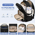 Focdod Laptop Backpack for Women Bookbag: 18 inch Work Backpacks with Pouch Pocket for Large Capacity Cup & USB Charger College Book Bag Travel Business Nurse Teacher Bookbags Anti-theft Back Pack