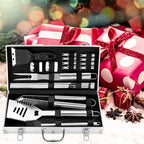 ROMANTICIST 20pcs Heavy Duty BBQ Grill Tool Set in Case - The Very Best Grill Gift for Father's Day and Christmas - Professional BBQ Accessories Set for Outdoor Cooking Camping Grilling Smoking