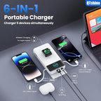 Portable Charger 40800mAh Power Bank with Built-in Cables,Wall Plug and iWatch Charger,6-in-1 QC4.0+25W PD USB C Fast Phone Charging,LCD Display Battery Pack for iPhone 16/15,Apple Watch,Galaxy-White