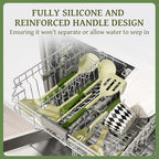 Kikcoin 43Pcs Kitchen Utensils Set - Silicone Cooking Utensil Set, Dishwasher Safe Spatula for Non-stick Cookware, 446°F Heat Resistant Kitchen Gadgets with Holder BPA Free, Avocado Green