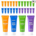 10 Set 4-IN-1 Travel Size Hotel Toiletries Bulk,40 Pack 30ml/1 fl oz Mini Hotel Toiletries with Body Wash,Shampoo,Conditioner,Body Lotion Guest Supplies Bulk for Homeless,Motel,Charity