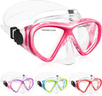 Kids Swim Goggles Snorkel Diving Mask for Boys Girls Ages 5-15, Two-Color Anti-Fog Swimming Goggles with Nose Cover