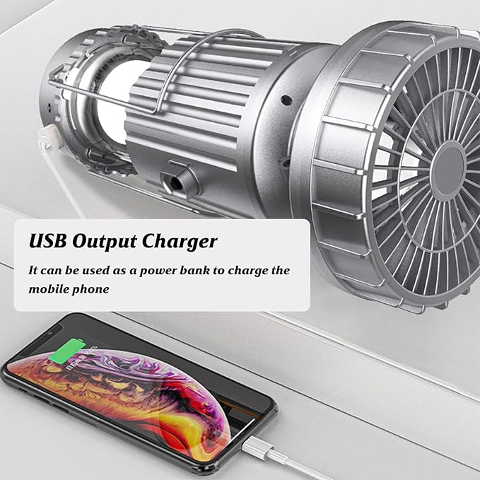 2Pack Solar Camping Lantern with Fan, 3-Way Power Source,Rechargeable Lanterns for Power Outages, Camping Lights for Tent Hurricane Emergency Camping Gear Must Haves