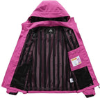 MOERDENG Women's Waterproof Rain Jacket Lightweight Raincoat Hooded Hiking Jacket Softshell Windbreaker