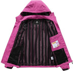 MOERDENG Women's Waterproof Rain Jacket Lightweight Raincoat Hooded Hiking Jacket Softshell Windbreaker