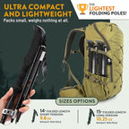 Premium Foldable Hiking Poles by USA Brand - Adjustable, Lightweight Trekking Poles Made of Aircraft Aluminum, Metal Flip Locks & Comfortable Real Cork and EVA Foam Grips