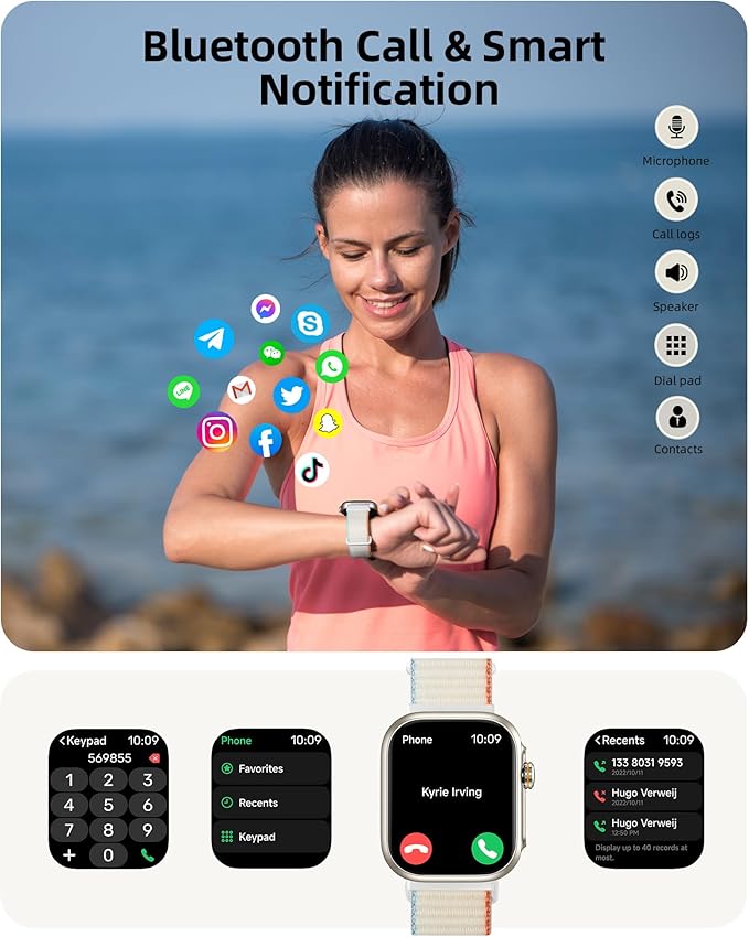 Parsonver Built-in GPS Smart Watch for Women Men with Bluetooth Calling, GPS Fitness Activity Tracker 100+ Sport Modes, Heart Rate Sleep Monitor, Waterproof Pedometer for Android & iPhone(Two Bands)