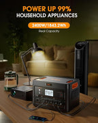 EBL Portable Power Station 2400W, 1843.2Wh Solar Generator LiFePO4 (LFP) Battery(4800W Surge), 2 Hours Fast AC Charging, 4 AC Outlets, 100W USB-C PD Output, 11-Port for Home Use, Outdoor Camping