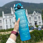 OLDLEY Water Bottle, 32oz Motivational Sports Water Bottle with Time Marker - Times to Drink - Tritan, BPA Free, Wide Mouth Leakproof, Luca (1 Bottle)