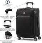 Travelpro Platinum Elite Softside Expandable Checked Luggage, 8 Wheel Spinner Suitcase, TSA Lock, Men and Women, Shadow Black, Checked Medium 25-Inch
