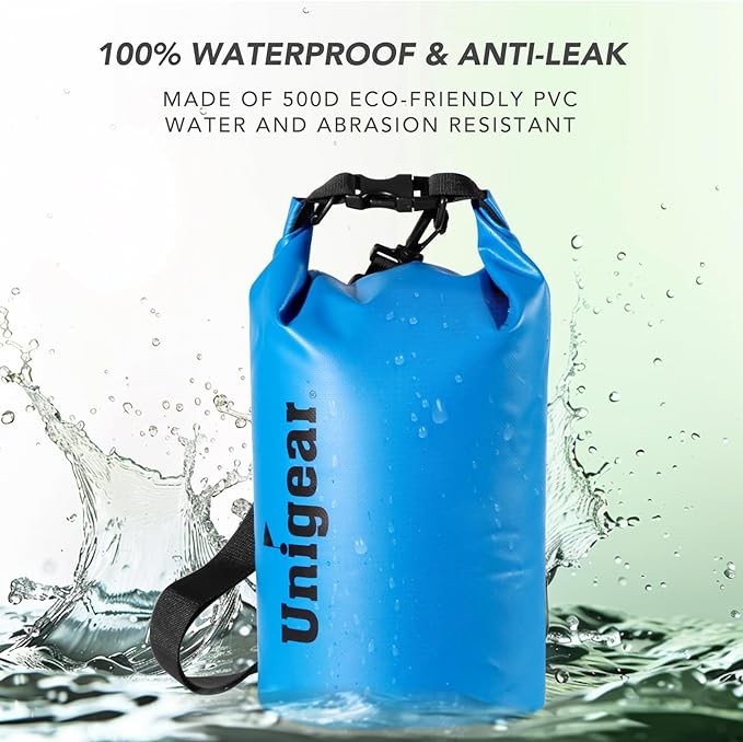 Unigear Dry Bag Waterproof, 2L/5L/10L/20L/30L/40L Floating and Lightweight Bags for Kayaking, Boating, Fishing, Swimming and Camping with Waterproof Phone Case
