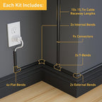 D-Line 157in Cord Hider Kit, Patented Cable Cover, Hide Wires on Wall, Channel for TV Mount Cords, Raceway Wire Hiders, Paintable, Adhesive, Half Round, 10x 0.78in W x 0.39in H x 15.7in L, Black
