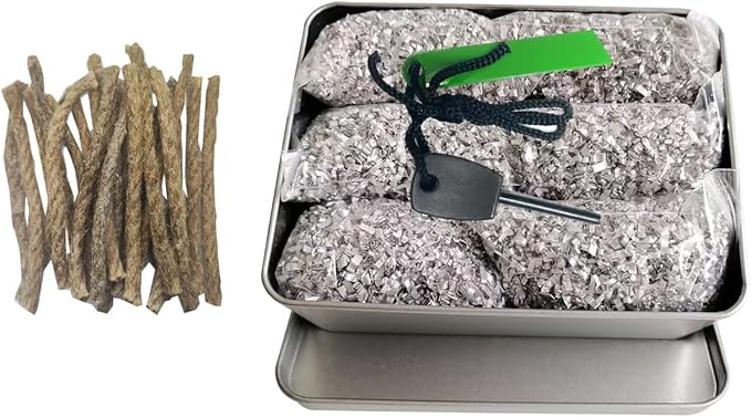 Magnesium Fire Starter Kit with Ferro Rod – Emergency Survival Fire Starting Gear with Pre-Shaved Magnesium & Fire Ropes – Waterproof Outdoor Kit for Camping, Hiking, Bushcraft
