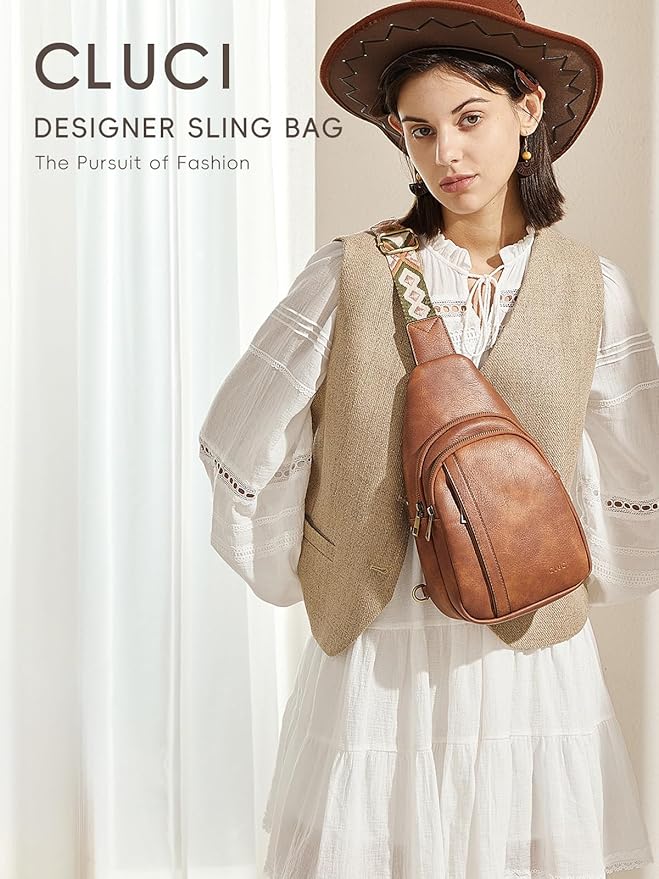 CLUCI Crossbody Bags for Women Men,Leather Sling Bag Cross Body Backpack for Woman Gifts for Women Birthday Unique