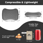 OUTSKIRT Inflatable Camping Pillow, 2-in-1 Travel Pillows for Sleeping, Ergonomic & Lightweight Small Backpacking Pillow for Travel, Hiking, Camping & Outdoor Activities, Grey