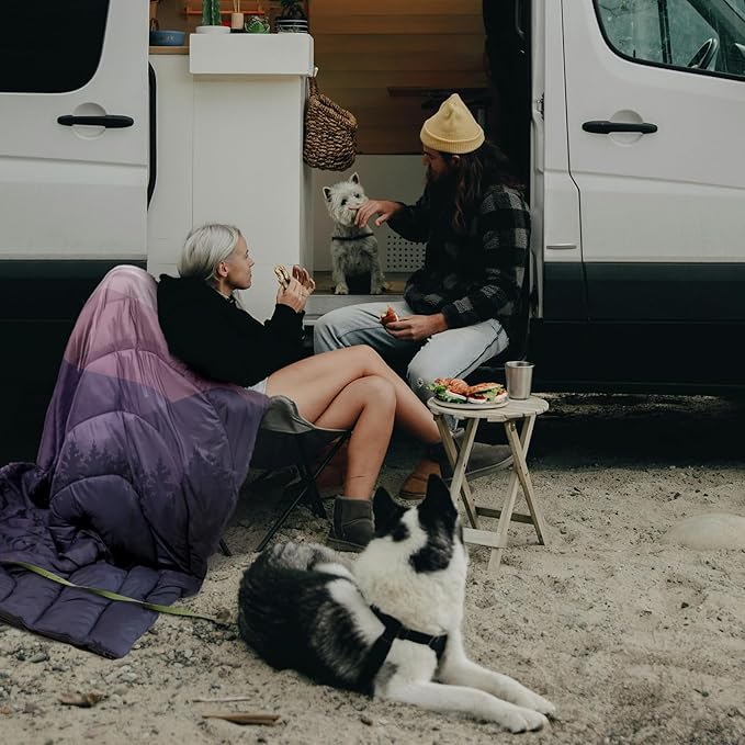 zzlamb Camping Blanket, Outdoor Lightweight Travel Blanket Puffy Portable Down Alternative, Windproof Warm Cloak with Snaps, Cozy Quilt Backpacking Picnic RV Plane Car Hammock Beach Climbing