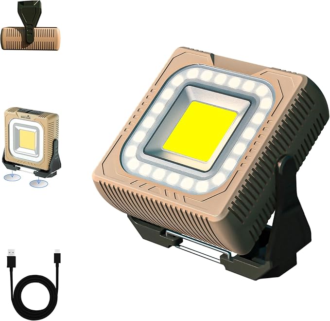 WARSUN Rechargeable LED Camping Lantern Mini Tripod Work Light 6 Modes, 1000 LM High Lumens Portable Magnetic Flashlight, Lightweight Tent Light, for Camping, Repair, Emergency