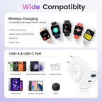 TOPADRE Charger for Apple Watch, USB C Charger Block, 3-in-1 20W Fast Charging, Portable Plug Travel Essential Charge for iWatch Ultra/SE/11/10/ 9/8/ 7/6, iPhone 16/16 Pro/ 15 Series, Purple