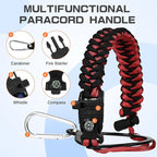 40 oz Insulated Water Bottle with Straw& Spout 2-in-1 Lid, Triple Wall Vacuum Stainless Steel Cold 48H, Leak Proof Sports Metal Flask Jug with Paracord Handle, Black Red