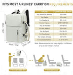 Lay Flat Carry on Travel Backpack, 30L Airline Approved, Fits 16" Laptop, USB-C & USB-A, Water Resistant, Beige