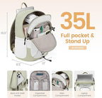 LOVEVOOK Mens Backpack with Giant Tumbler Holder Pocket,18 Inch Everyday Laptop Backpack Commuter Travel Work Computer Bag for Women,Casual Hiking College Teacher Back Pack Daypack,White-Bean Green