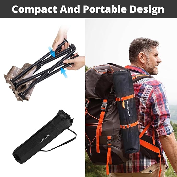 TRIPLE TREE 1 Pack Camping Stool, 13.8 Inch Camouflage Portable Folding Stool for Outdoor Walking Hiking Fishing 400 LBS Capacity with Carry Bag