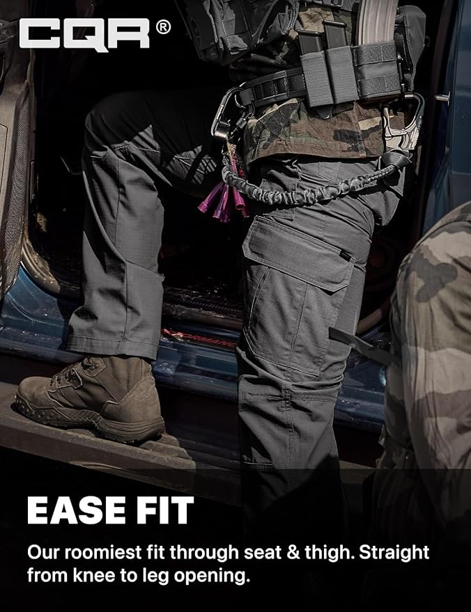 CQR Men's Tactical Pants, Water Resistant Ripstop Cargo Pants, Lightweight EDC Work Hiking Pants, Outdoor Apparel