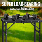 GARLLEN 2ft Folding Camping Table, 3 Adjustable Height Lightweight Picnic Table, Portable Aluminum Grill Table for Outdoor, Camping, Grill, Threaded Install, 23.6" L x 15.7" W, Black