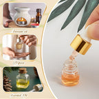 100 Pcs Mini Glass Oil Dropper Bottle Bulk, Clear Essential Small Empty Bottles Sample Containers Perfume Liquid Vials with Cap for Traveling (1 ml,Gold)