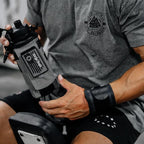 Iron Infidel Battle Bottle - 32 Oz Insulated Water Bottle with Straw Lid & Chug Cap, Stainless Steel Metal Tactical Flask with Rugged, Removable Sleeve for Keys & Phone or Wallet (Betsy Ross 1 Liter)