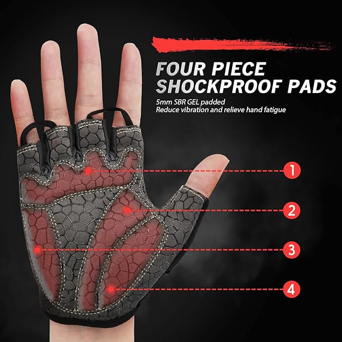 Bike Gloves for Men Women with Anti-Slip Shock-Absorbing Pad, Light Weight Half-Finger Cycling Gloves