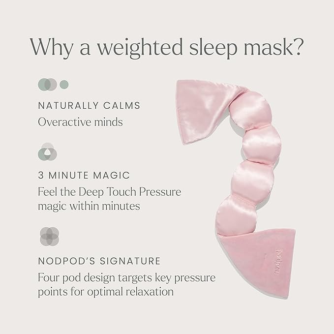 Nodpod Gentle Pressure Silk Sleep Mask | Patented Light Blocking Design for Sleeping, Travel & Relaxation | Bead Filled, Machine Washable (Petal)