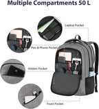 MATEIN 18 Inch Extra Large Laptop Backpack, 50 L Travel Backpack with Anti Theft Pocket & TSA Laptop Compartment for Men Women, Multiple Pockets Business Computer Carry On, Grey