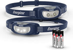 Energizer Universal Plus LED Headlamp, Lightweight Bright Headlamp for Outdoors, Camping and Emergency Light for Adults and Kids, Includes Batteries, Pack of 2