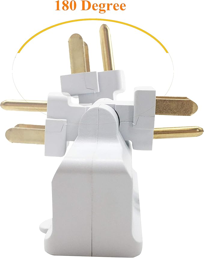 Oviitech 3-Outlet Swivel Wall Adapter,2 Pack Grounded 180 Degree Swivel Wall Tap,Multi-Plug Outlets,White.