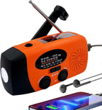 Solar Emergency Hand Crank Weather Radio, Portable Self Powered NOAA AM/FM Radios with SOS Alarm LED Flashlight 5000mAh Power Smart Phone USB Charger for Camping (5000mAh Orange)
