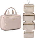 BAGSMART Travel Toiletry Bag Hanging Travel Makeup Organizer Cosmetic Bag Makeup Bag for Full Sized Toiletries, Basic-Pink