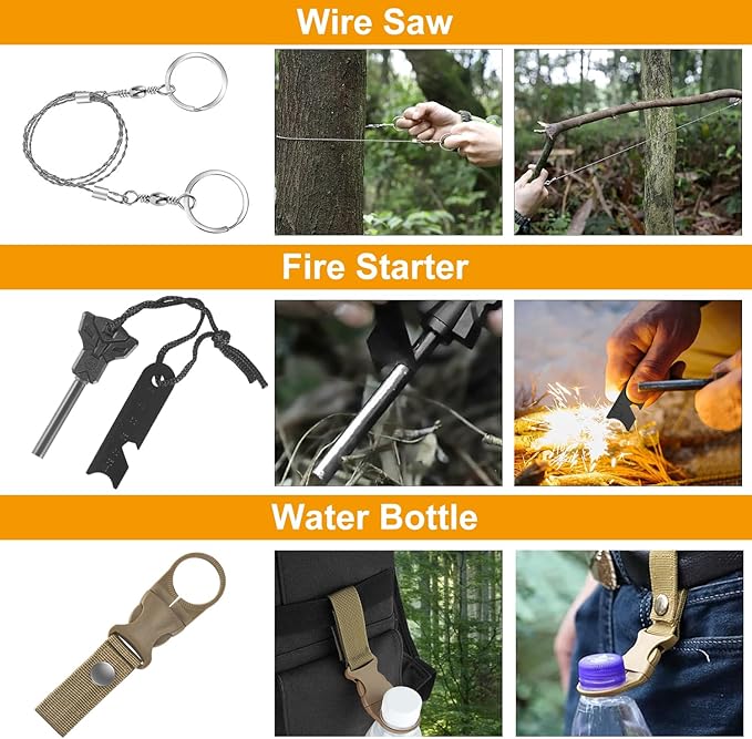 11-in-1 Survival Kit for Camping Essentials,Compact & Portable Multi-Tool for Backpacking, Hiking, Car Emergencies, Durable Outdoor Gear