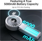 JISULIFE Handheld Fan Life7 – Ultimate Flexibility: High-Power Motor, LED Display, 19.5 Hrs Cooling, 5000mAh Rechargeable, 5-Speed, Foldable Design, 3-IN-1 Portable Fan for Travel Cruise Beach(Grey)