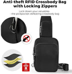 VADOO Sling Bag, Crossbody Bag with Zipper Lock, RFID Blocking & Water Resistant for Men and Women