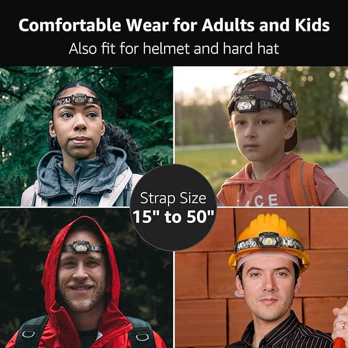 Lepro HeadLamp, 2 Pack Super Bright LED Head lamp with 6 Lighting Modes, Waterproof, Battery Powered LED Lightweight Headlight for Cycling Running Camping for Kids Adults