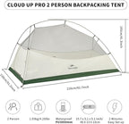Naturehike Cloud-Up 2 Person Tent Lightweight Backpacking Tent with Footprint - Free Standing Ultralight Camping Hiking Backpack Tents Two Person Tent