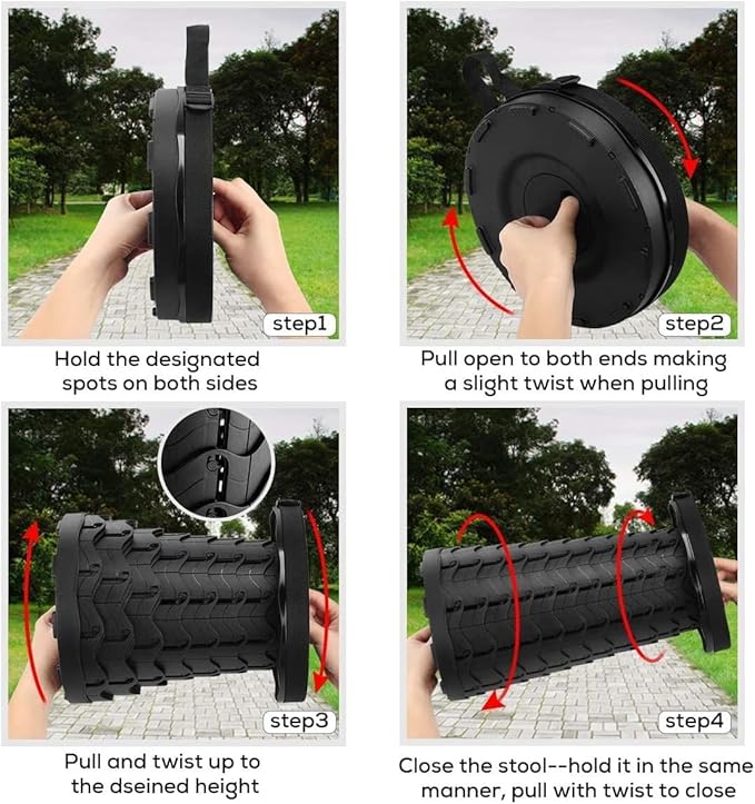 Fishboy Upgraded Collapsible Stool, 400lbs Max Weight, Lightweight But Sturdy, Portable Retractable Folding Telescoping Foldable Camping Stool for Adults Outdoor Fishing Hiking BBQ