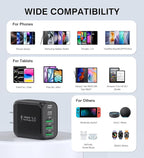 50W USB C Wall Charger Block, 2Pack 5-Port C Charger Fast Charging Block PD Power Adapter+QC 3.0 Multiport Type C Box Brick Cube USB A Wall Plug for iPhone 16/15/14 Pro Max Plus, iPad,Galaxy S24/S23