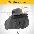 Fishing Hat for Men&Women,Outdoor UV Waterproof Wide Brim Bucket Hat,UPF50+ Sun Hat with Neck Flap