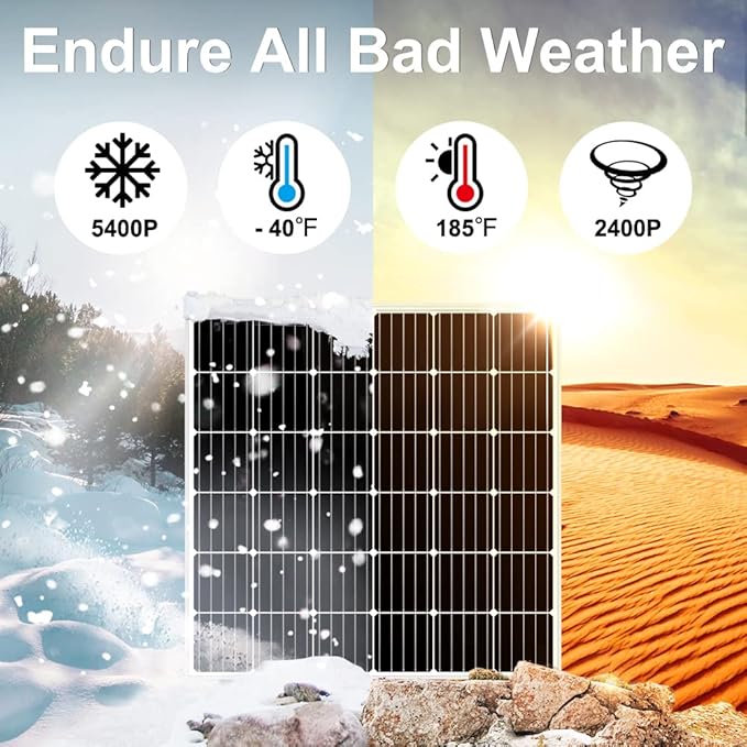 DOKIO 150W 18V Monocrystalline Solar Panel for 12V Systems, MC4 Connector, Aluminum Frame, Pre-Drilled Mounts for RV, Boat, Roof, Off-Grid Power