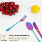 Travel Utensils with Case, Quatish Portable Silverware Set for Work, Stainless Steel Reusable Travel Cutlery Set, Fork and Spoon Set for Camping, Picnic, Gadgets, Lunch Box for Men, Rainbow