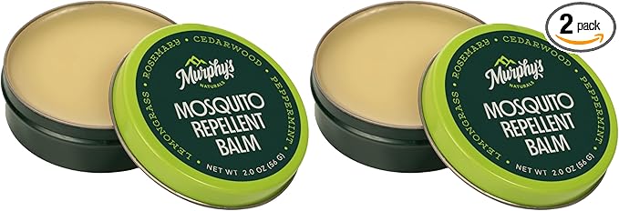 Murphy's Naturals Mosquito Repellent Balm for Outdoor Patio, Hiking, Camping, Plant-Based Cedarwood, Lemongrass & Rosemary, DEET-Free, 2oz, 2-Pack