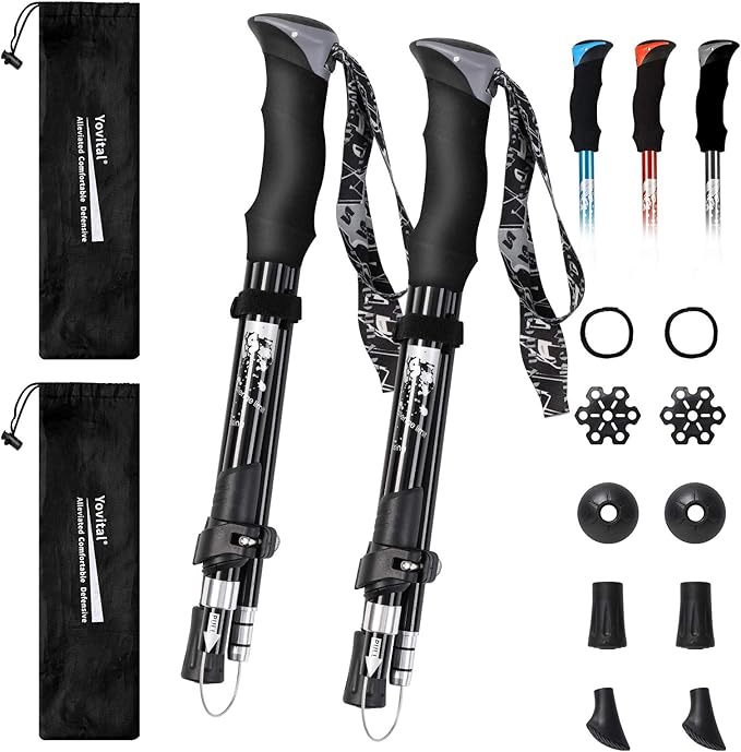 Trekking Poles - Aluminum 7075 Adjustable Walking Sticks with Quick Locks, Expandable to 53", Ultralight for Hiking, Camping, Mountains (Set of 2)